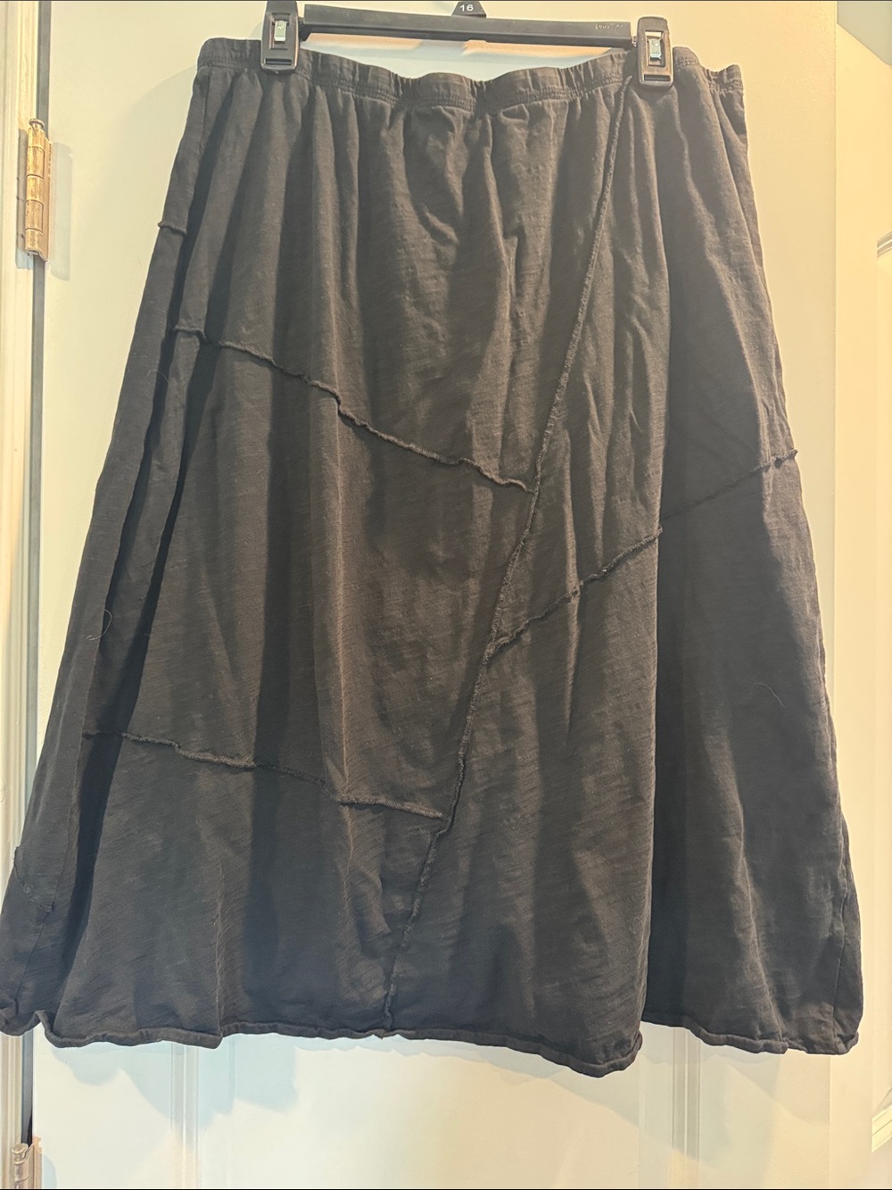 J. Jill Black A-Line Skirt With Asymmetrical Raw Hem Details.